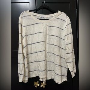 Habitat Cream Gray long sleeve top coastal grandma old money